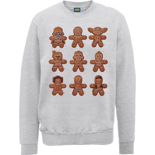 Star Wars Gingerbread Characters Grey Christmas Sweatshirt