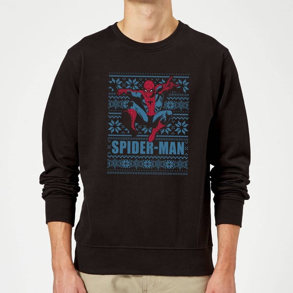 Marvel Comics Spider-Man Leap Knit Black Christmas Sweatshirt