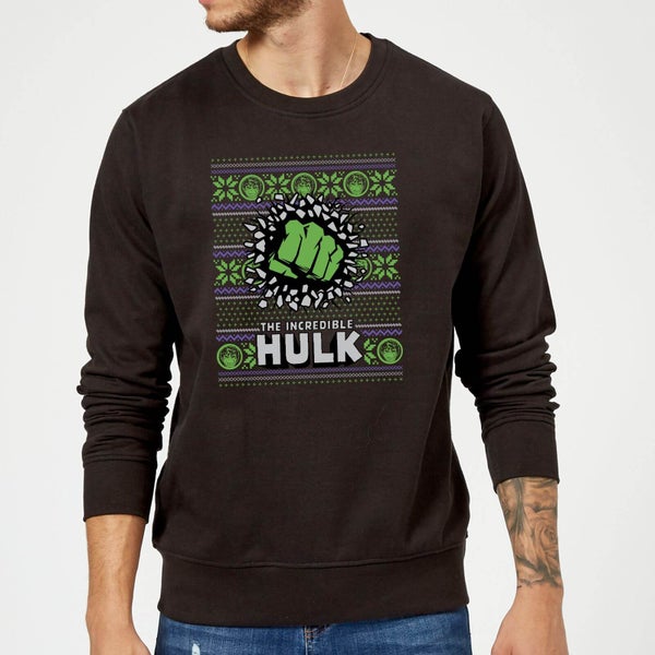 Marvel Comics The Incredible Hulk Black Christmas Sweatshirt