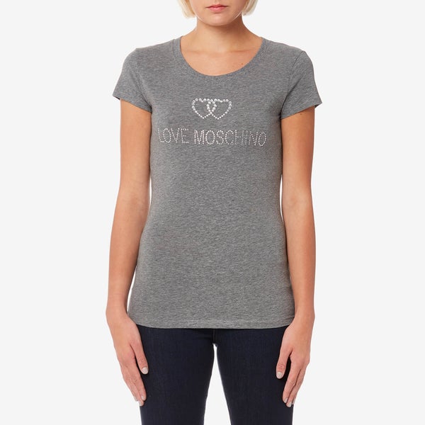 Love Moschino Women's Sequin Logo T-Shirt - Grey