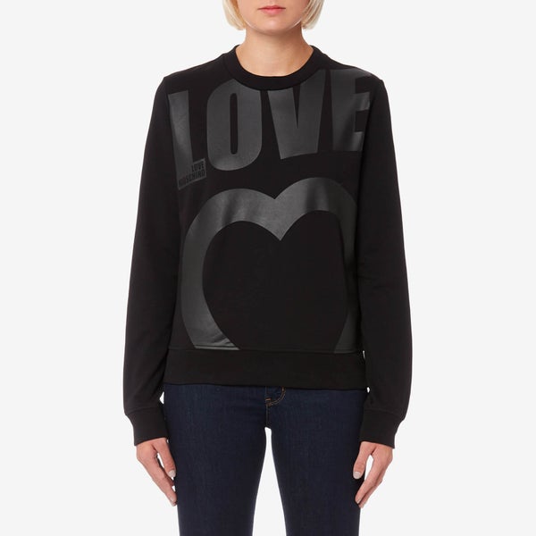 Love Moschino Women's Large Logo Heart Sweatshirt - Black