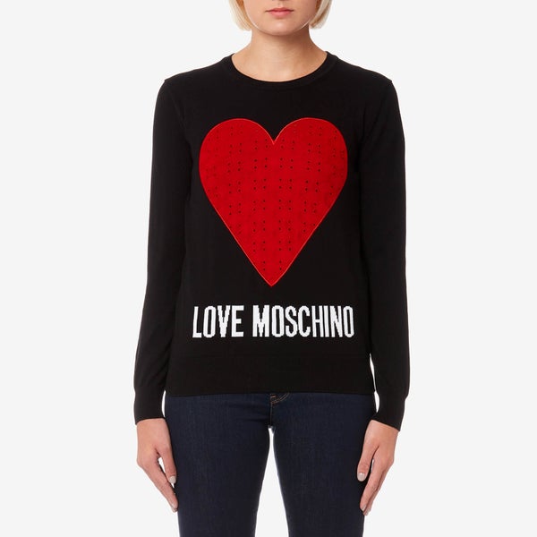 Love Moschino Women's Heart Logo Jumper - Black