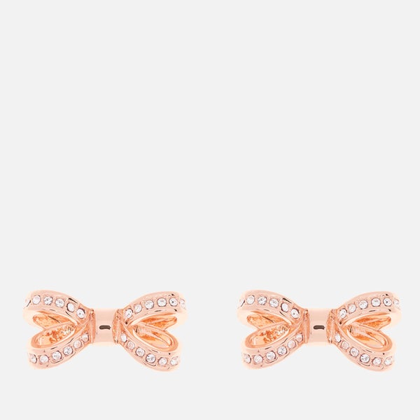 Ted Baker Women's Olitta Mini Opulent Pavé Bow Earrings - Rose Gold/Crystal