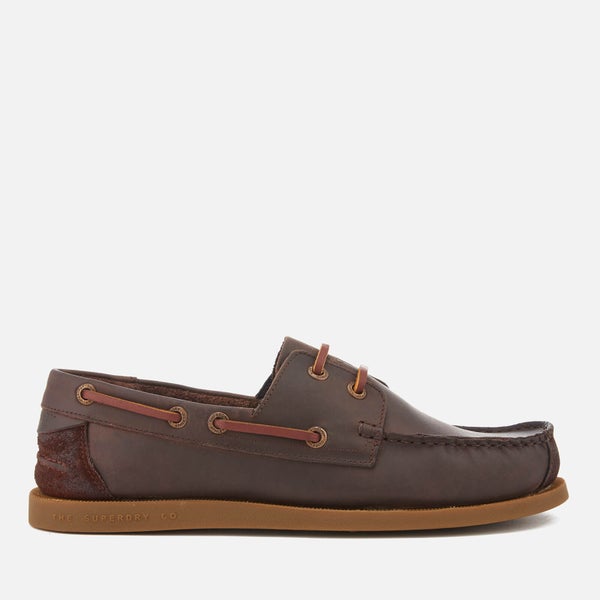 Superdry Men's Leather Deck Shoes - Dark Brown