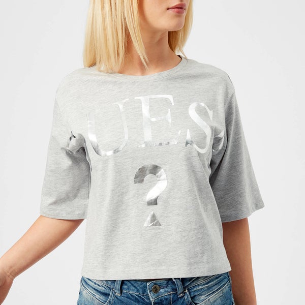 Guess Women's Cropped Logo T-Shirt - Dusty Grey Heather