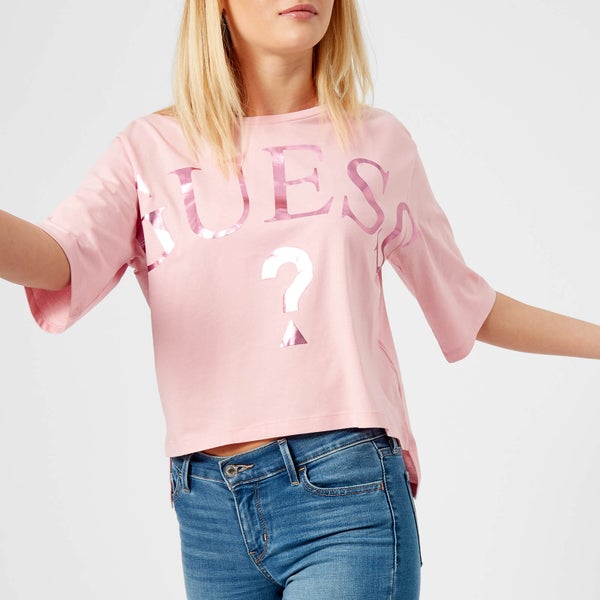 Guess Women's Cropped Logo T-Shirt - Bridal Rose
