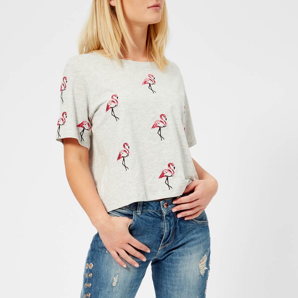 Guess Women's Flamingos T-Shirt - Noir/Dusty Grey
