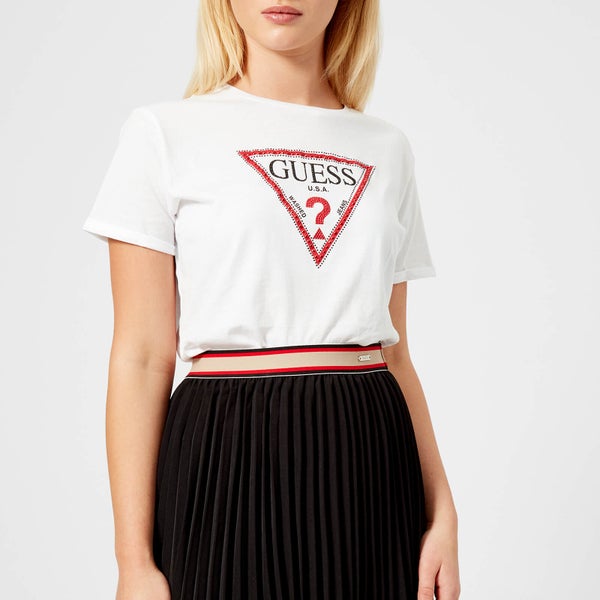 Guess Women's Triangle Guess Logo T-Shirt - True White
