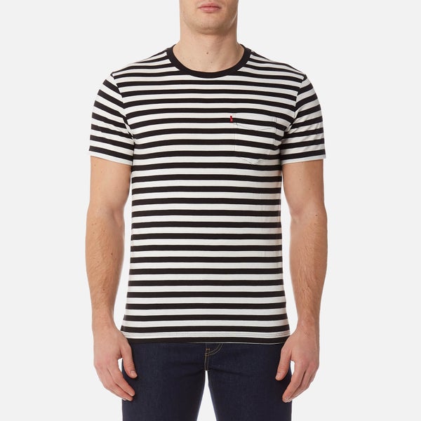 Levi's Men's Short Sleeve Set-In Sunset Pocket Shirt - Cooler Stripe Black/Marshmallow