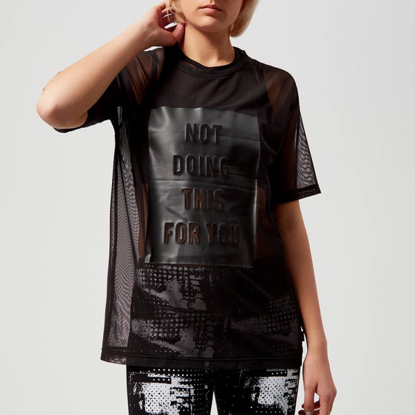 Reebok Women's Graphic Mesh Short Sleeve T-Shirt - Black