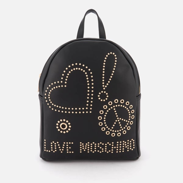 Love Moschino Women's Studded Logo Backpack - Black