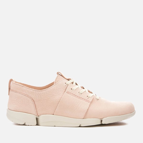 Clarks Women's Tri Caitlin Leather Trainers - Nude Pink Nubuck