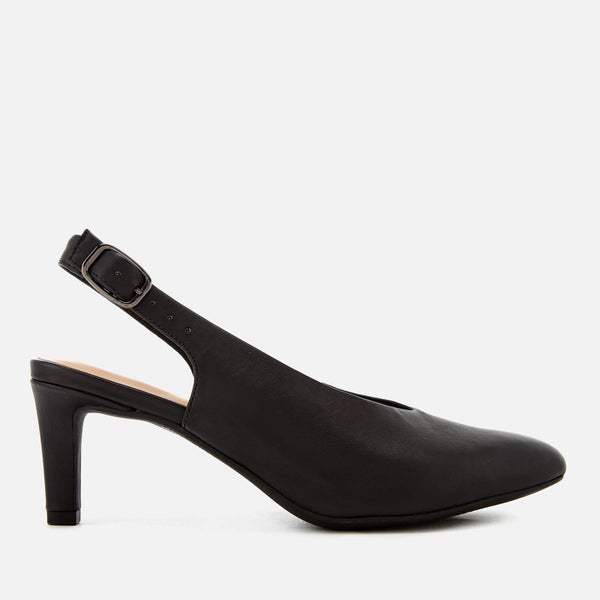 Clarks Women's Calla Violet Leather Sling Back Court Shoes - Black