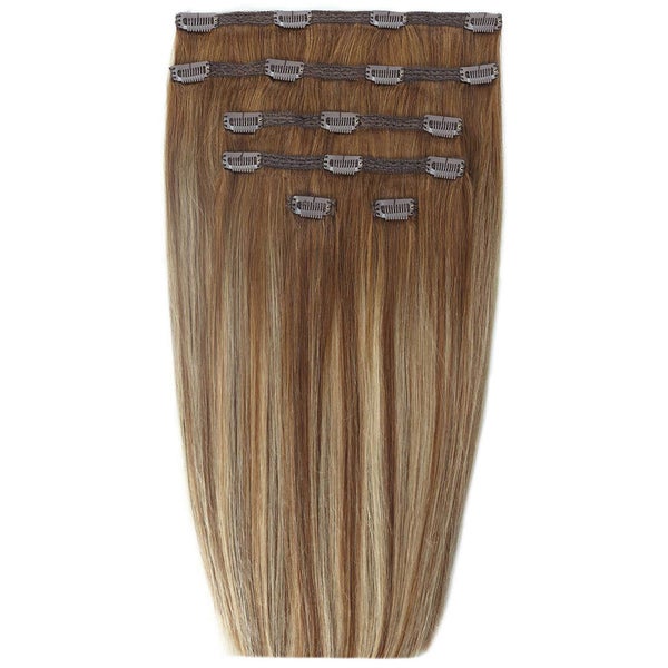 Набор натуральных волос на заколках, длина 45 см: Beauty Works 18" Double Hair Set Clip-In Extensions — Biscuit Balayage 4/27/10