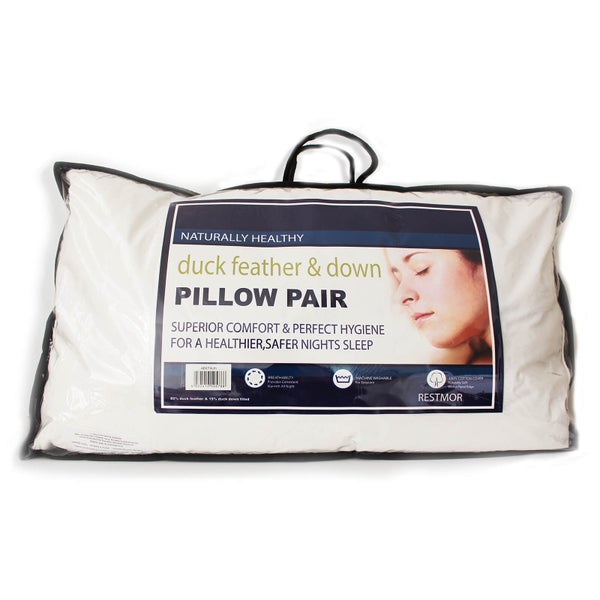 Restmor Duck Feather and Down Pillow Pair - White (50cm x 75cm)