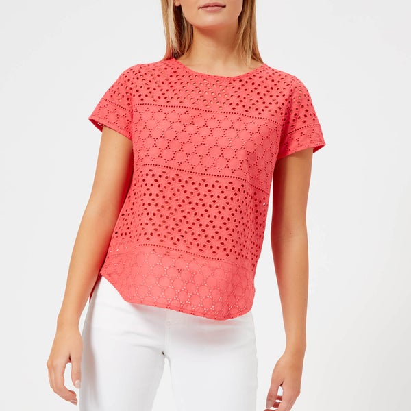 Joules Women's Nadine Broderie Front Top - Red Sky