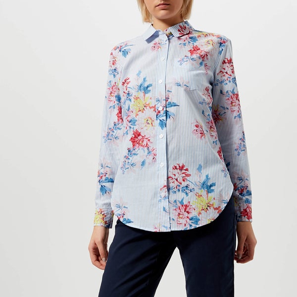 Joules Women's Laurel Cotton Longline Shirt - Stripe Whitstable Floral