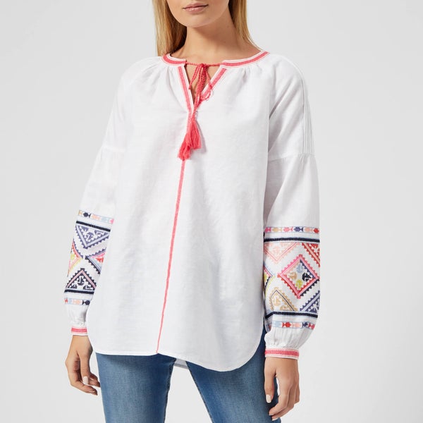 Joules Women's Yolanda Long Sleeve Embroidered Shirt - Bright White