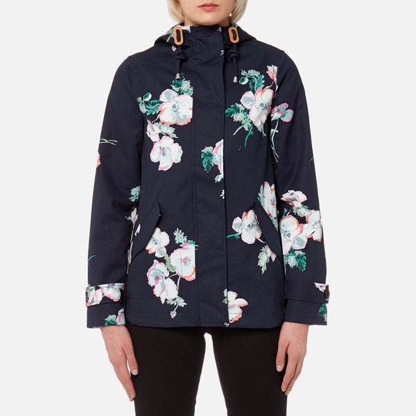 Joules Women's Coast Print Waterproof Hooded Jacket - Navy Poppy