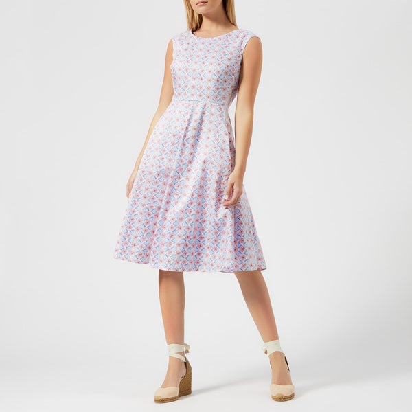 Joules Women's Amelie Fit and Flare Dress - White Summer Mosaic