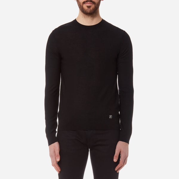 Versace Collection Men's Back Logo Knitted Jumper - Nero Jacq
