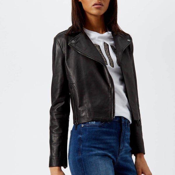 Armani Exchange Women's Nappa Leather Jacket - Black