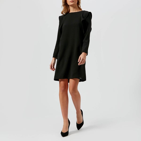 Armani Exchange Women's Frill Sleeved Dress - Black