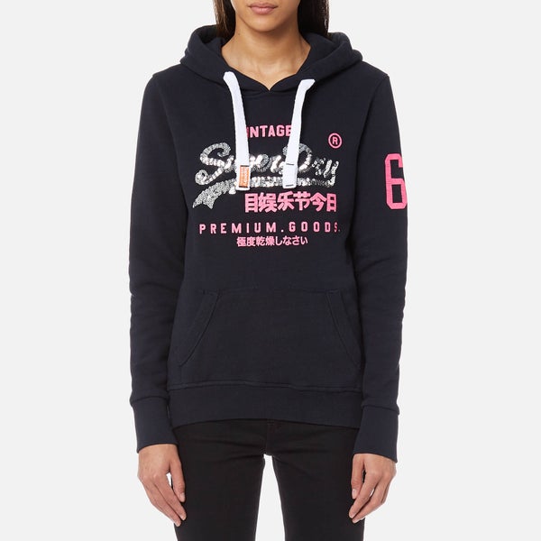 Superdry Women's Premium Goods Sequin Hooded Sweatshirt - Eclipse Navy Twist