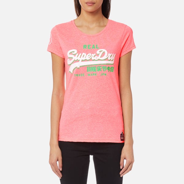 Superdry Women's Premium Goods Tri Entry T-Shirt - Fluro Pink Snowy