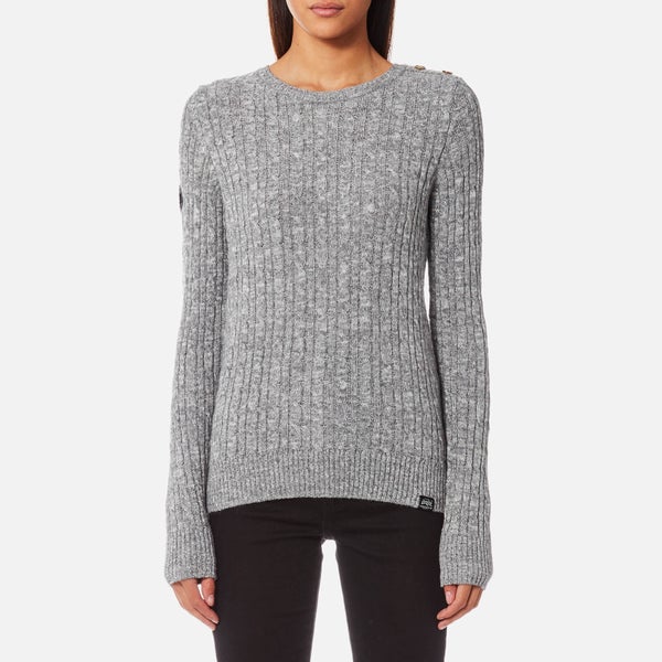 Superdry Women's Croyde Cable Knitted Jumper - Gamma Grey Marl