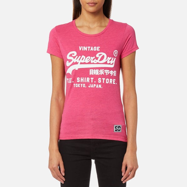 Superdry Women's Shirt Shop Overdyed Entry T-Shirt - Fluro Pink
