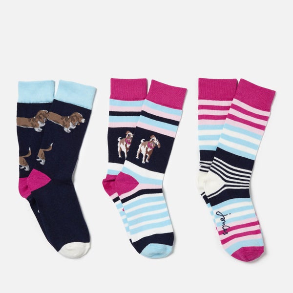 Joules Women's Brilliant Bamboo 3 Pack Sock Set - Dog