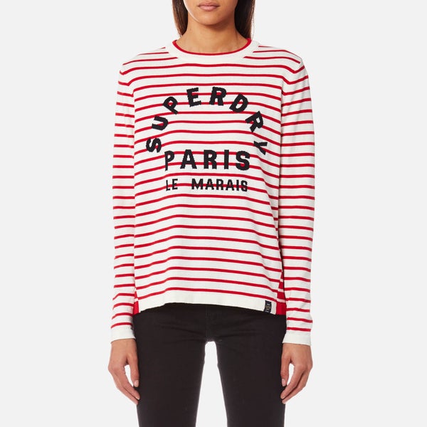 Superdry Women's Le Marais Stripe Knitted Top - Deep Red/Cream