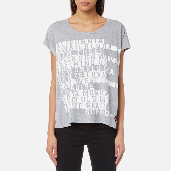 Superdry Women's Boxy Text T-Shirt - Sky Grey Marl