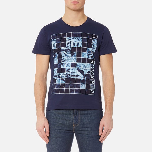 Versace Jeans Men's Square Print T-Shirt - Blu Avio