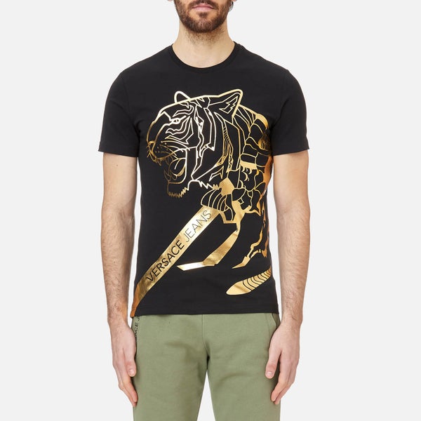 Versace Jeans Men's Foil Print Tiger T-Shirt - Black/Gold