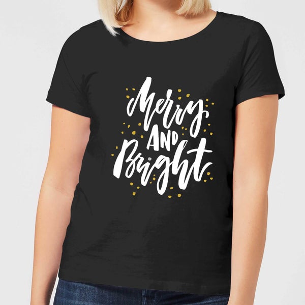 Camiseta Navidad "Be Merry and Bright" - Mujer - Negro