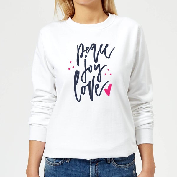 Peace Joy Love Damen Weihnachtspullover – Weiß