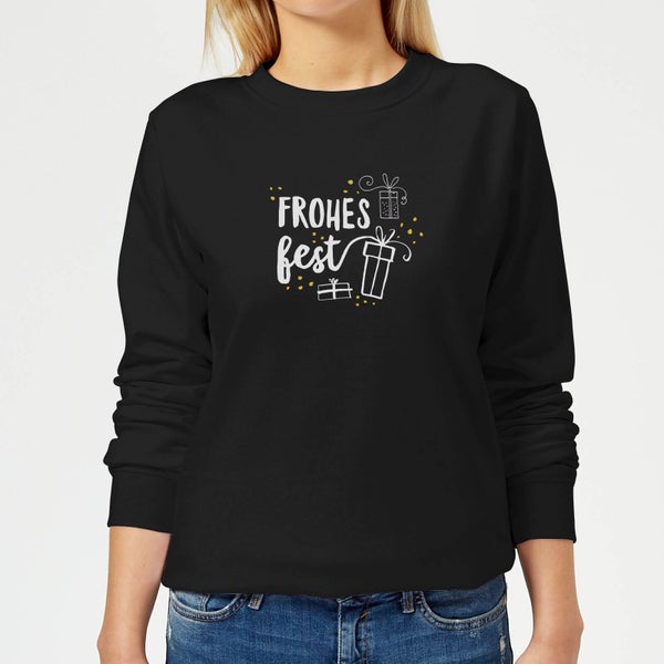 Pull de Noël Femme Frohes Fest - Noir