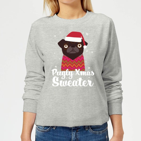 Pugly xmas Sweater Frauen Sweatshirt - Grau