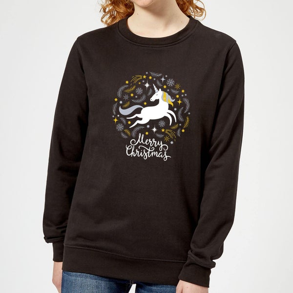 Unicorn Christmas Women's Sweatshirt - Black