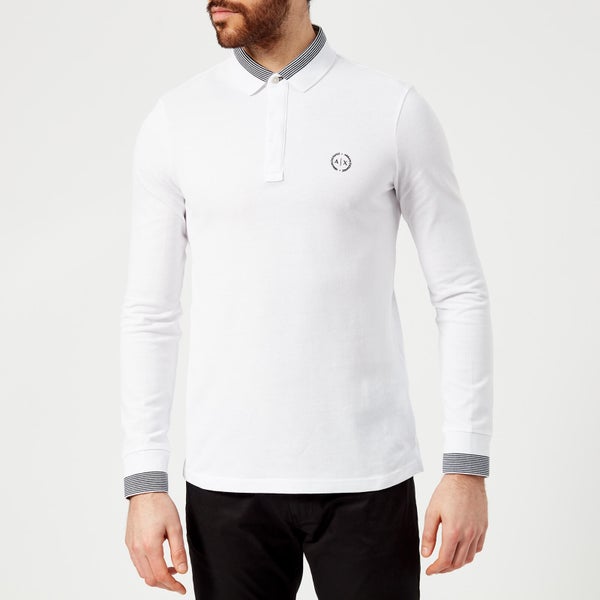 Armani Exchange Men's Long Sleeve Polo Shirt - White