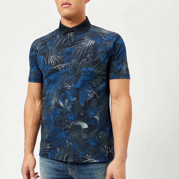 Armani Exchange Men's Printed Polo Shirt - Navy Jungle