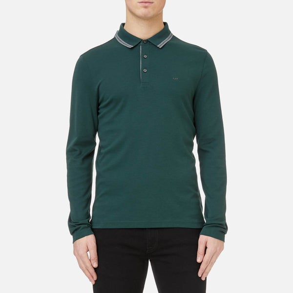 Michael Kors Men's Greenwich Logo Jacquard Long Sleeve Polo Shirt - Atlantic Green