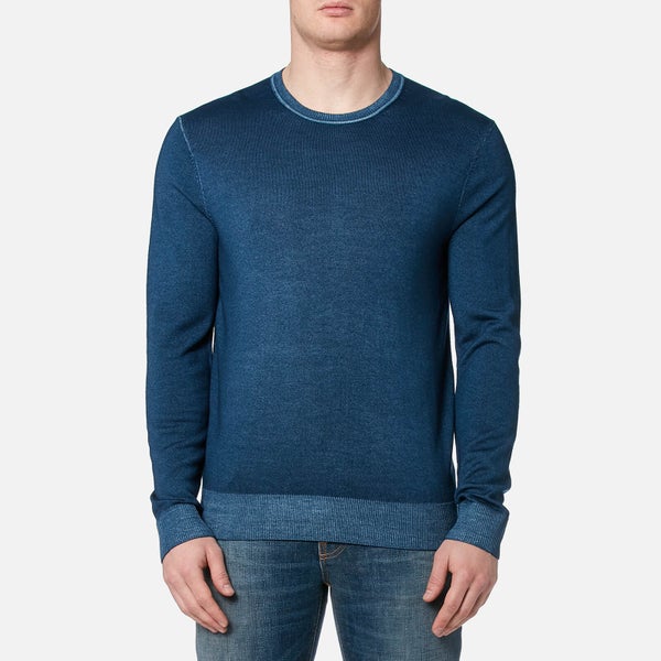 Michael Kors Men's Washed Merino Crew Neck Sweater - Admiral Blue