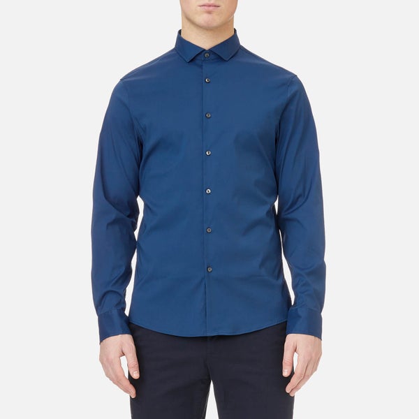 Michael Kors Men's Slim Fit Spread Collar Stretch Nylon Poplin Shirt - Admiral Blue