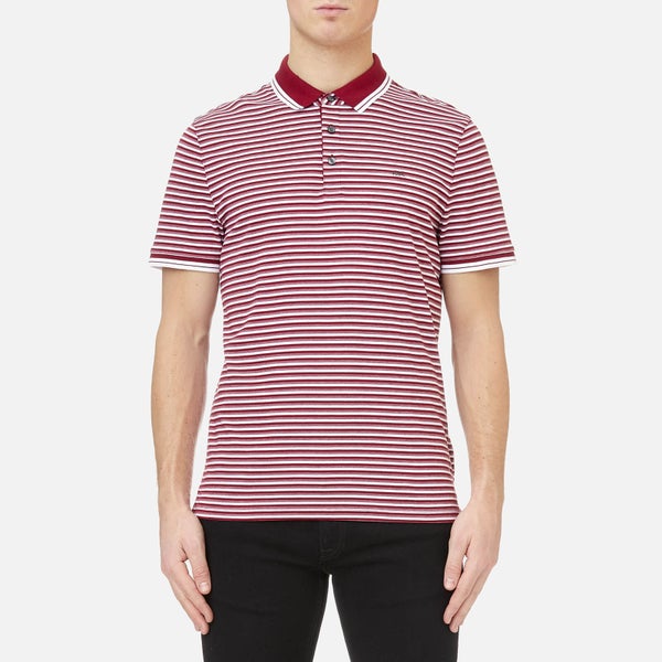 Michael Kors Men's Stripe Greenwich Logo Jacquard Polo Shirt - Garnet