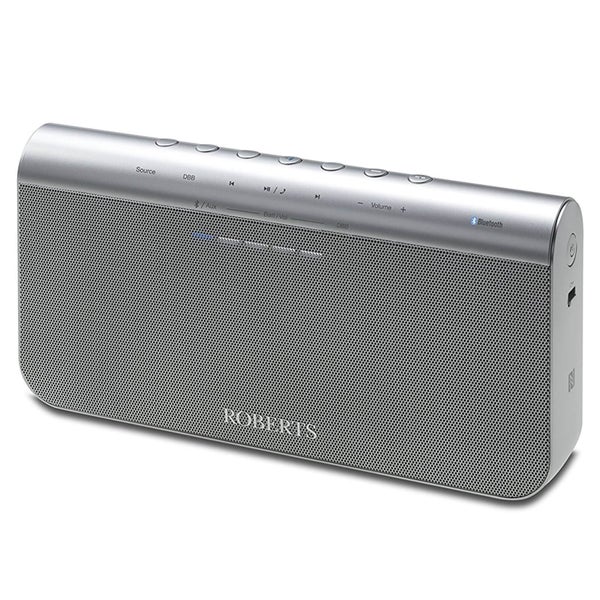 Roberts Radio BluPad Portable Bluetooth Speaker with Leather Carry Case - Silver