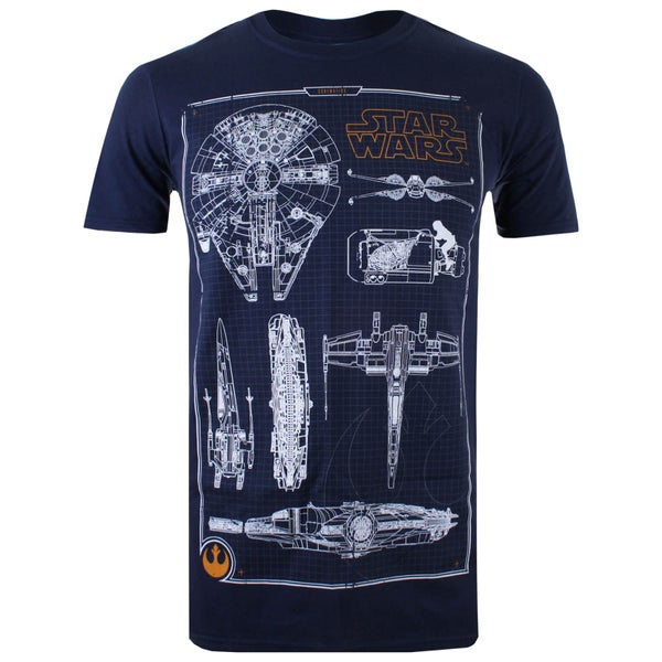 Star Wars Men's Rebel Schematics T-Shirt - Navy