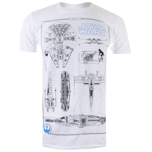 Star Wars Men's Rebel Schematics T-Shirt - White